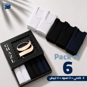 ٢ ابيض ٢ اسود ٢ كحلي Pack of6 1950 6 ٦قطع TANK TOPS